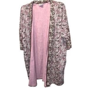 Pact Organic Cotton Staycation Robe Purple Ditzy Floral M/L Sustainable NO BELT